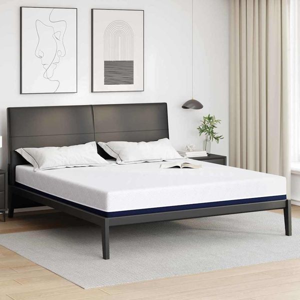 vidaXL Matratze Weiß und Blau 200 x 200 cm Jacquard-Stoff 4106345