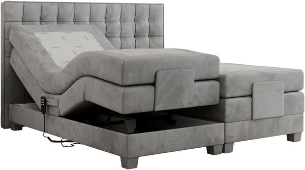 Boxspringbett elektrisch verstellbar, Schlafzimmerbett, Bettkasten - ELEKTRO - 140 x 200 cm - Hellgrau Velvet - H4 Bild 5