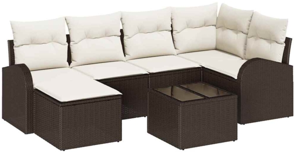 vidaXL Gartensofa-set 7 pcs Braun Poly-Rattan 3346118