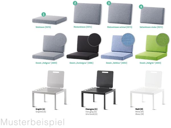 Sieger Lugo Lounge Basis - inkl. 1x Rücken- / Seitenelement + 1x Verbindungselement Einzelteil des Loungesets Lugo, Aluminium Weiß, 60 x 36 x 60
