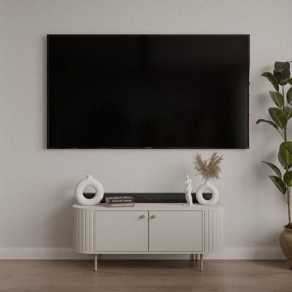 Compleo TV-Schrank klein 123 cm, Natual Stil Japandi, zwei Türen ZANTO