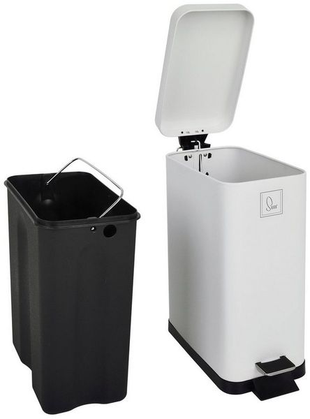 SVITA Mülleimer STM10, Treteimer, Softclose-Funktion, 18L, Pulverbeschichteter Stahl, Weiß