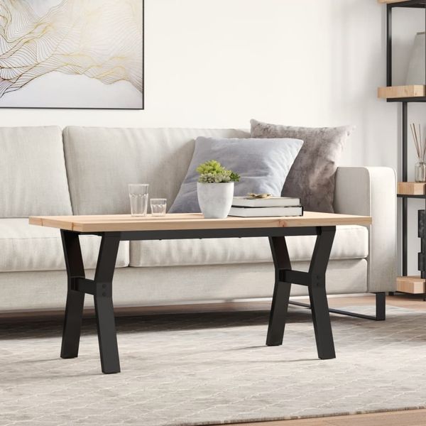 vidaXL Couchtisch Y-Gestell 100x50x45,5 cm Massivholz Kiefer Stahl 3282776