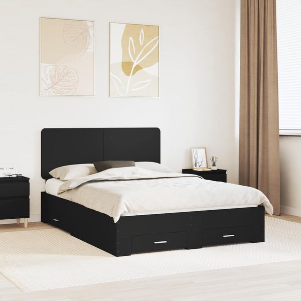 vidaXL Bettrahmen mit Kopfteil Schwarz 140 x 190 cm Holzwerkstoff 3412784