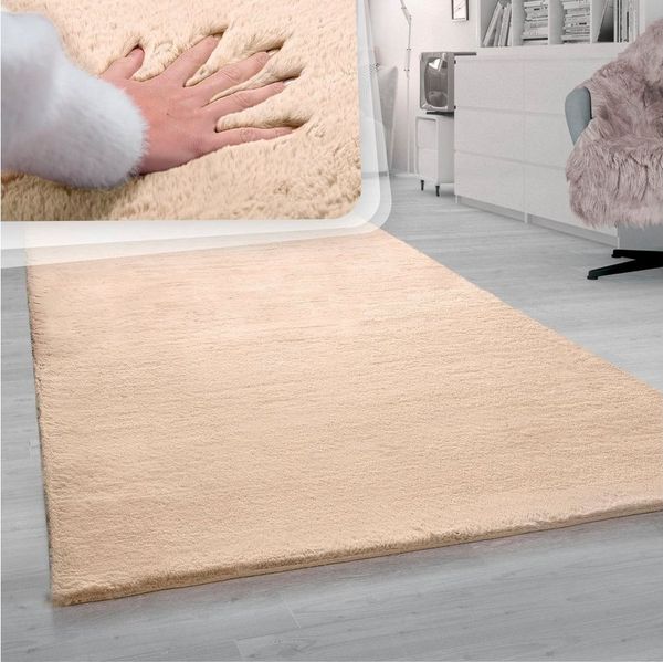 Paco Home Fellteppich Rabbit 780, rechteckig, Höhe: 26 mm, Kunstfell, Kaninchenfell-Haptik, ein echter Kuschelteppich, Uni-Farben