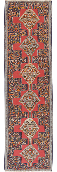 Looma 'Botshekan' Kelim Senneh handgewebt, Schurwolle Rot, 80x298 cm