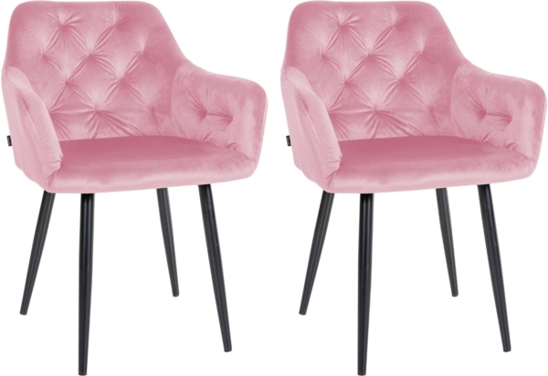 CLP 2er Set Esszimmerstuhl Stanley Samt,pink