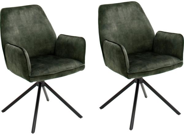 Polsterdrehstuhl >Ottawa< (2-er Set) in Olive aus Metall - 60x89x64cm (BxHxT)