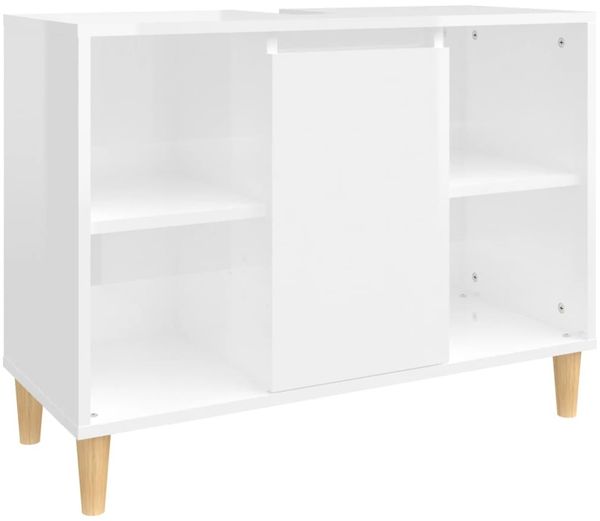 vidaXL Waschbeckenunterschrank Hochglanz-Weiß 80x33x60cm Holzwerkstoff 821286 Bild 2