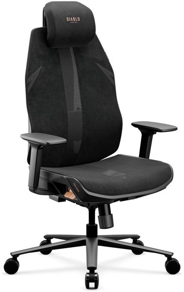 Diablo Bürostuhl ergonomisch Gaming Stuhl mit Netz Schreibtischstuhl verstellbar Lendenwirbelstütze Kopfstütze 3D Armlehnen Drehstuhl Büro 150 kg belastbar Komfortstuhl Ultra Black