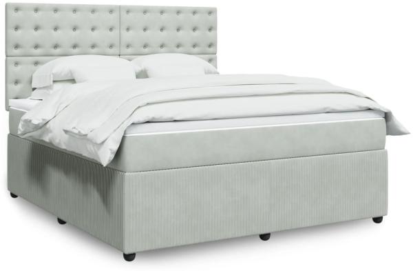 vidaXL Boxspringbett mit Matratze Hellgrau 180x200 cm Samt 3292418