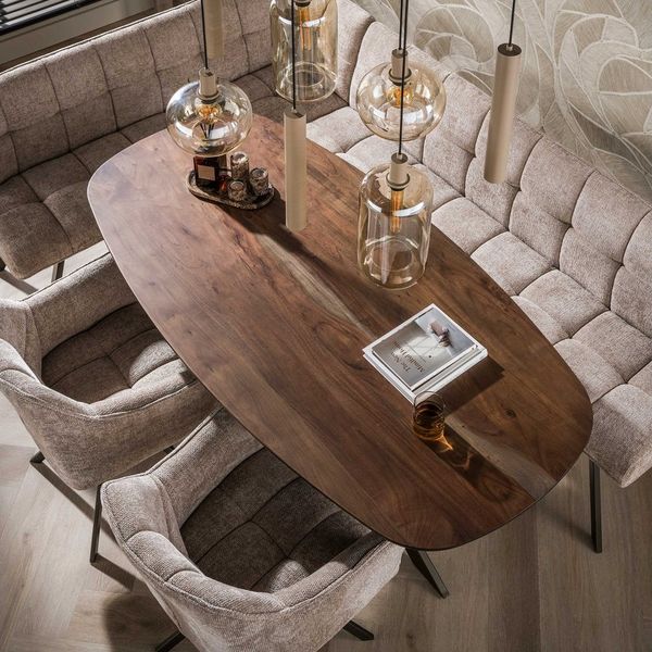 LEVEN Lifestyle Esstisch Esszimmertisch ESCANDI dänisch oval Akazie massiv braun, in 3 Größe erhältlich: 150 cm, 180 cm und 215 cm