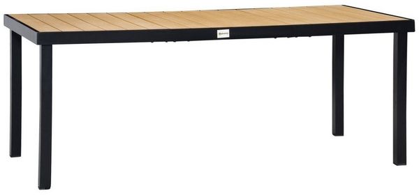 Outsunny Gartentisch Für 8 Personen Gartenmöbel Loungemöbel pflegeleicht Kunststoff (Aluminiumtisch, 1-St, Esstisch), Natur+Schwarz 190 x 90 x 74 cm