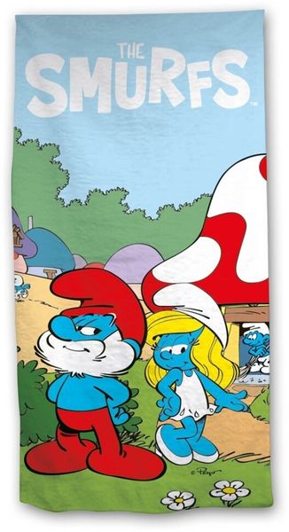 Die Schlümpfe Strandhandtuch 70x140 cm Badehandtuch für Strand und Pool