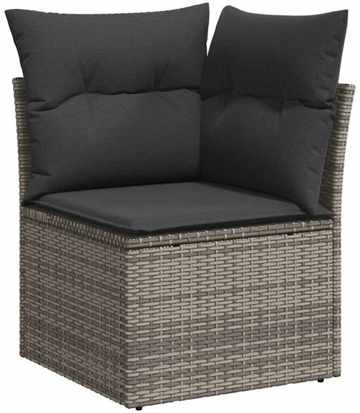 vidaXL 6-tlg. Garten-Sofagarnitur mit Kissen Grau Poly Rattan Akazie 3327490 Bild 4