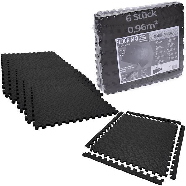 BURI Bodenmatten Set 6-teilig (0,96m²) 40x40 cm EVA Schaumstoff Grasmuster rutschfest wasserdicht geruchslos Puzzle Bodenfliesen Spielmatte Fitness Yoga Kinder Outdoor