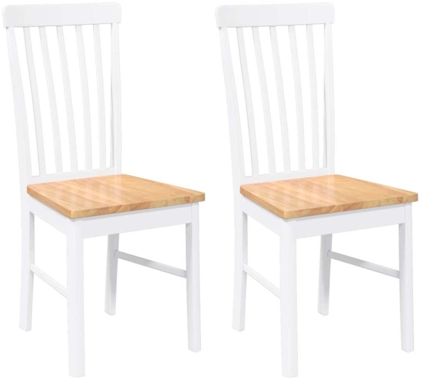 vidaXL Esszimmerstühle 2 Stk. Weiß Massivholz Gummibaum 4102504