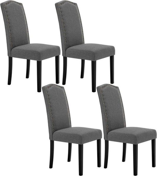 Woltu 4-Fußstuhl (Set, 4 St), Esszimmerstühle mit Rückenlehne, Leinenbezug