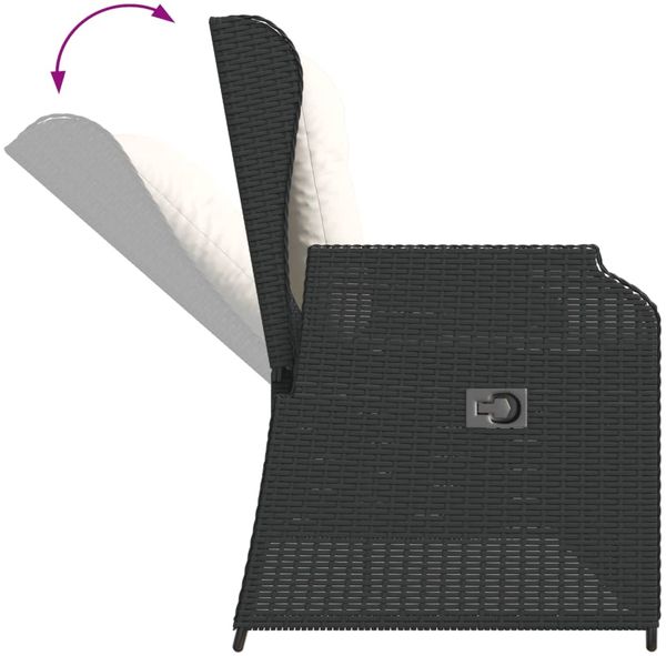 vidaXL 3-tlg. Garten-Lounge-Set mit Kissen Schwarz Poly Rattan 3262740 Bild 5