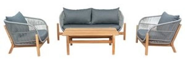 riess-ambiente Loungeset ROPE grau / natur · 1x Sofa · 2x Sessel · 1x Tisch, (Set, 4-tlg), Gartenmöbel · Massivholz · Aluminium · Terrasse · Balkonset · Outdoor Bild 6