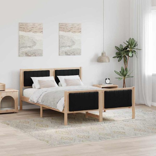 vidaXL Bettgestell Braun und Schwarz 135 x 190 cm Massivholz Kiefer 878481