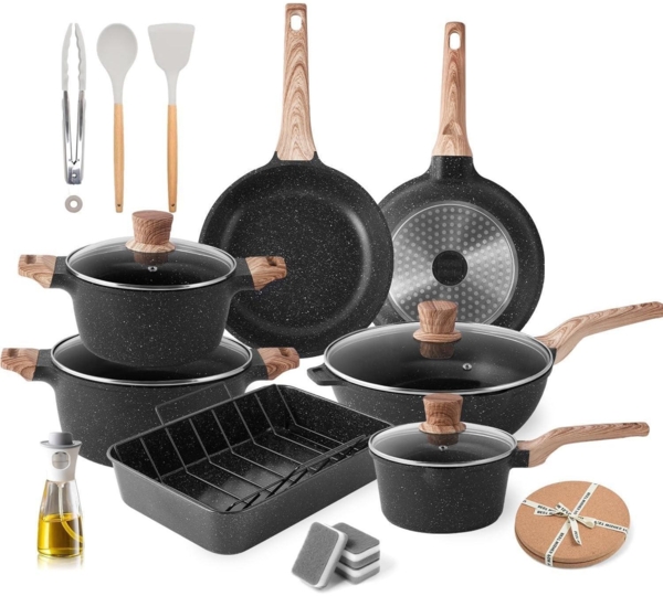 Induktions-Töpfe Pfannen Set Granit Antihaftbeschichtung Kochgeschirr Bratpfanne