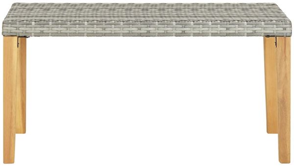 Gartenbank, Sitzbank 120 cm Grau Poly Rattan und Massivholz Akazie