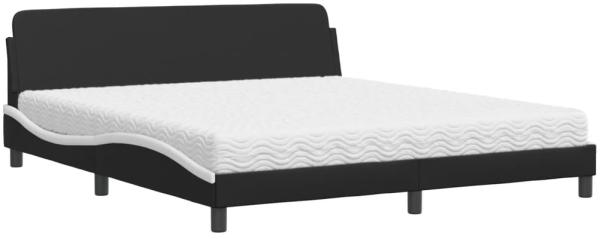 vidaXL Bett mit Matratze "Dover" Schwarz und Weiß 180x200 cm Kunstleder 3208462