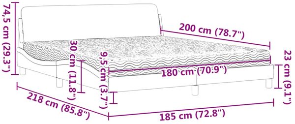 vidaXL Bett mit Matratze "Dover" Schwarz und Weiß 180x200 cm Kunstleder 3208462 Bild 10