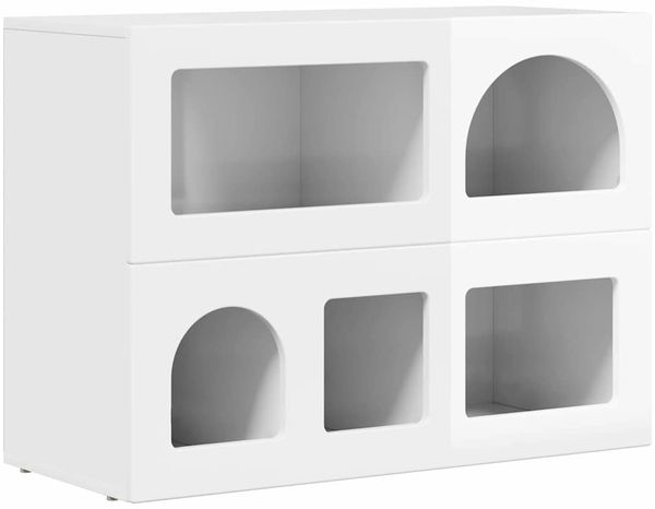 Sideboard, Kommode Hochglanz Weiß 80,5 x 35 x 59 cm Holzwerkstoff j1756p