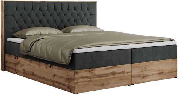 Boxspringbett, Schlafzimmerbett, Bettkasten - AMORE - 140 x 200 cm - Dunkelgrau Stoff - H3 Bild 4