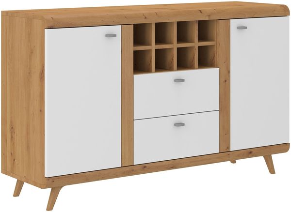 Kommode Bergen Weiß Hochglanz Eiche Artisan matt Bild 2