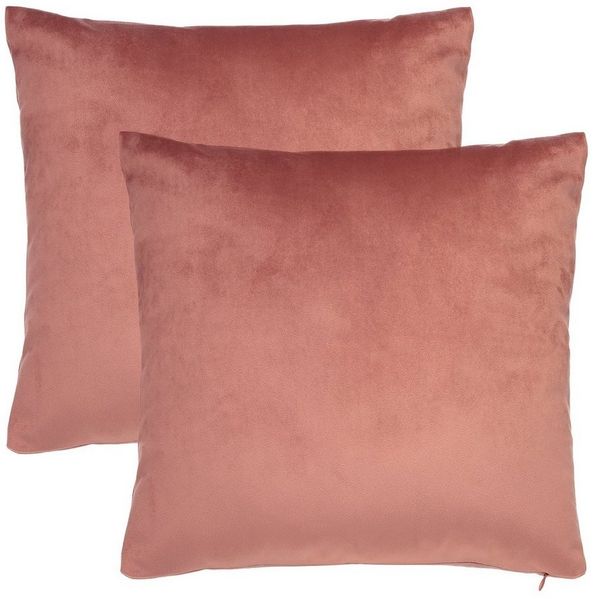 BARBONS Kissenbezug 45x45 2er Set – Samt Dekokissenbezug weiche Kissenbezüge Kissenhülle mit Reißverschluss Kopfkissenbezug (45x45, Altrosa)