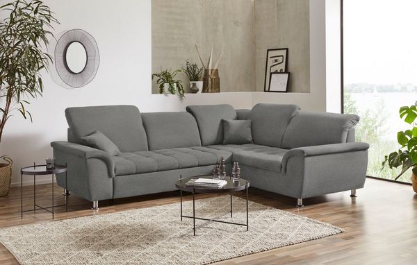 DOMO collection Ecksofa Franzi, zeitlos und elegant, moderne Sitzheftung, L-Form, wahlweise mit Kopfteilverstellung (dann Breite: 275 cm)