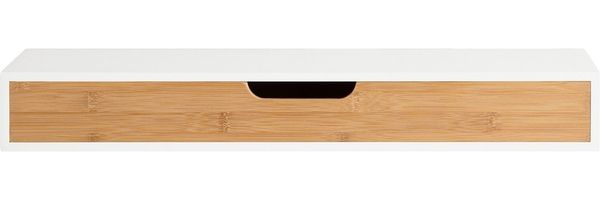 SoBuy FRG93-WN Wandregal mit schublade, MDF, Lackiert, Weiß, 60 x 8 x 25 cm