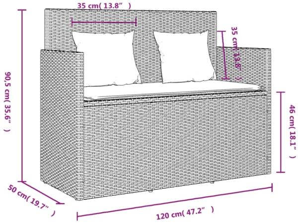 vidaXL Gartenbank mit Kissen Schwarz Poly Rattan 365761 Bild 10