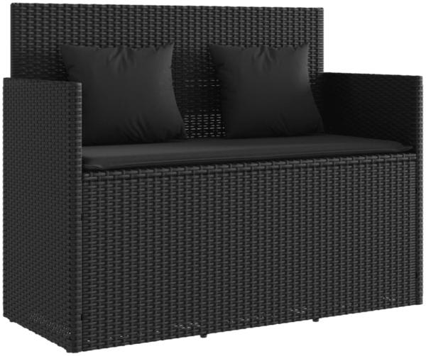 vidaXL Gartenbank mit Kissen Schwarz Poly Rattan 365761 Bild 2