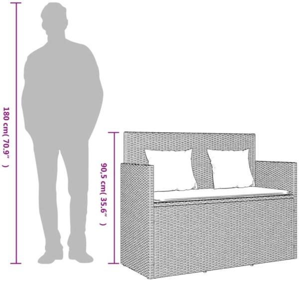 vidaXL Gartenbank mit Kissen Schwarz Poly Rattan 365761 Bild 8