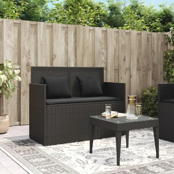 vidaXL Gartenbank mit Kissen Schwarz Poly Rattan 365761 Bild 7