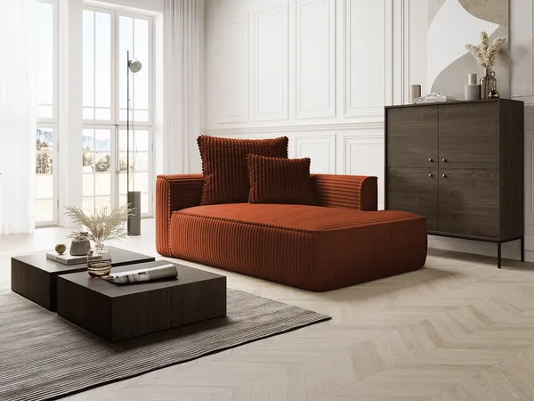 Vente-unique - PINETA Chaise longue Samt Rot - B 115 cm x H 67 cm x L 180 cm