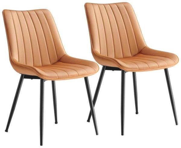 SONGMICS (2 St) Polsterstuhl, Stoff in Lederoptik, Metallbeinen, LDC090K