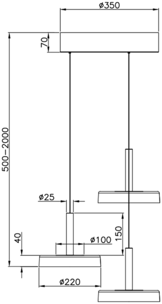 LED Pendelleuchte CELESTE höhenverstellbar 3-flammig Glas Chrom, Ø 35cm Bild 7