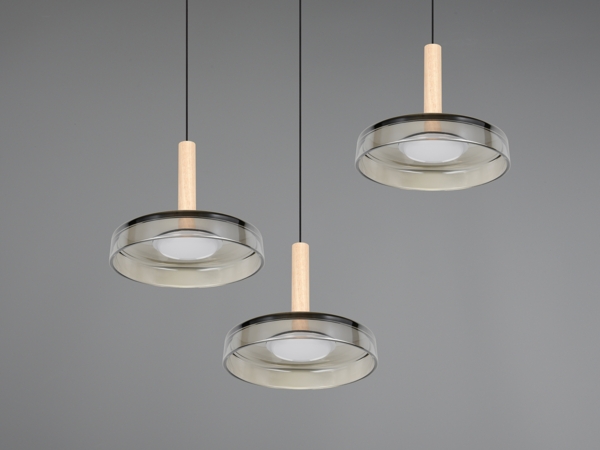 LED Pendelleuchte CELESTE höhenverstellbar 3-flammig Glas Chrom, Ø 35cm Bild 5