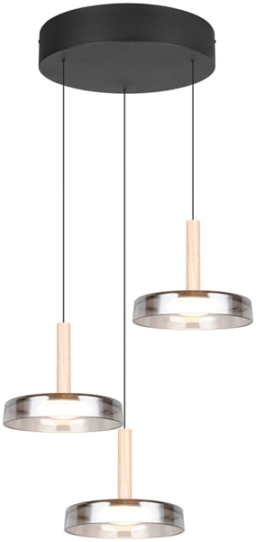 LED Pendelleuchte CELESTE höhenverstellbar 3-flammig Glas Chrom, Ø 35cm Bild 2