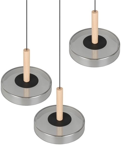 LED Pendelleuchte CELESTE höhenverstellbar 3-flammig Glas Chrom, Ø 35cm Bild 6