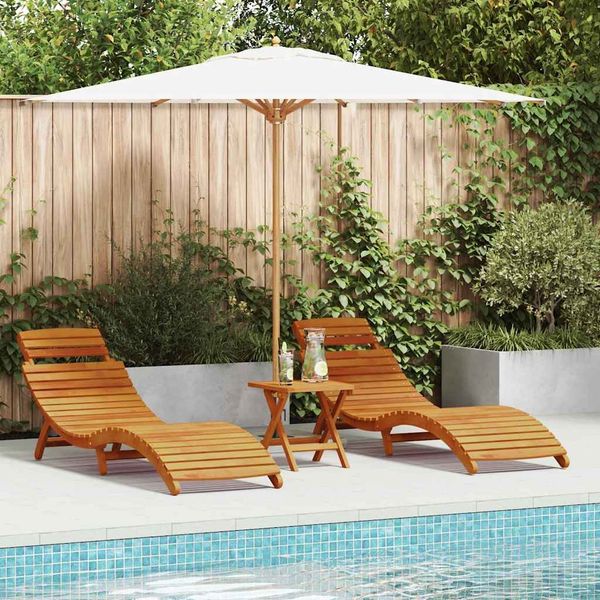 Sonnenliege 2 pcs, Gartenliege Braun 55 x 184 x 64cm Massivholz Akazie