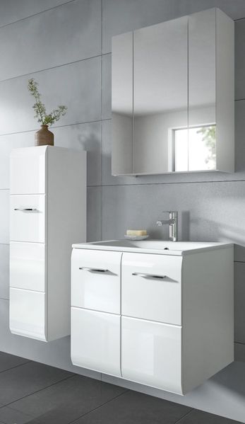 Badmöbel Set Cover in weiß Hochglanz 3-teilig 105 cm