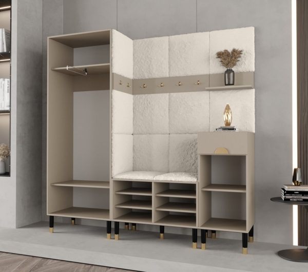 ABIKS MÖBEL Kompaktgarderobe PALERMO Set 1 Garderobe mit gepolsterten Paneelen, Industriell Design Bild 2