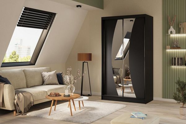 Beautysofa Kleiderschrank Vox mit Spiegel (modern groß mit Einlegeböden Kleiderstange, Garderobenschrank Schrank Schlafzimmer Schiebetürenschrank) viele Farben & Größen zur Auswahl