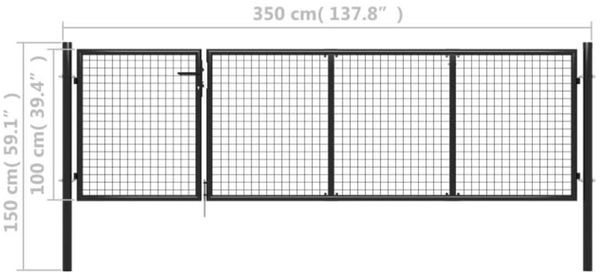 vidaXL Gartentor aus Stahl 350 x 100 cm Anthrazit 144323 Bild 5